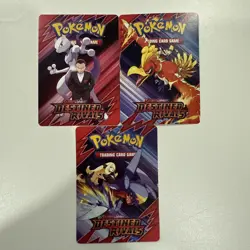 Destined Rivals Build Battle Trainer Tip Cards (3) - Mewtwo, garchomp, ho-oh - Image 1