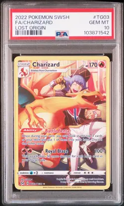 2022 POKEMON SWORD & SHIELD LOST ORIGIN #TG03 FULL ART/CHARIZARD PSA 10 - Image 1