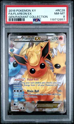 2016 POKEMON XY GENERATIONS RADIANT COLL #RC28 FULL ART/FLAREON EX PSA 8 - Image 1