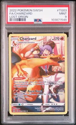 2022 POKEMON SWORD & SHIELD LOST ORIGIN #TG03 FULL ART/CHARIZARD PSA 9 - Image 1