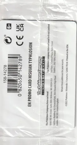 Pokemon TCG Holo Typhlosion Astral Radiance Promo 52/189 Sealed - Image 2