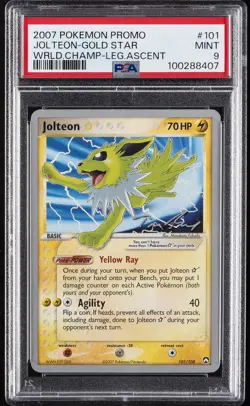2007 POKEMON WORLD CHAMPIONSHIPS PROMO LEGEND ASCENT JOLTEON-GOLD STAR PSA 9 - Image 1