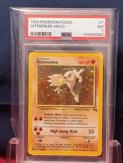 1999 PSA 7 Pokemon Fossil Hitmonlee Holo Rare - Image 1
