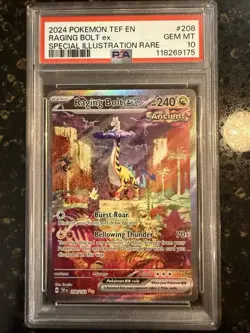 2024 POKEMON TEF EN-TEMPORAL FORCES #208/162 RAGING BOLT EX PSA 10 - Image 1