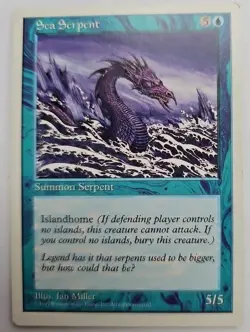MTG Magic The Gathering Card Sea Serpent Summon Serpent Blue 1997 - Image 1