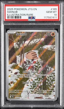 2025 POKEMON JTG EN-JOURNEY TOGETHER ILLUSTRATION RARE #165 SWINUB PSA 10 - Image 1