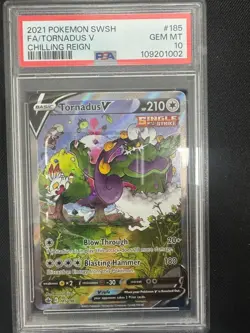 2021 Pokemon SWSH Chilling Reign Tornadus V Alt Alternate Art 185/198 PSA 10 - Image 1