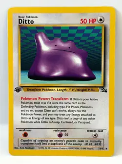 Ditto 18/62 Pokemon Card TCG 1st Edition Fossil Rare MP - Image 3