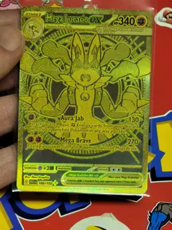 Mega Lucario EX Gold Rare Pokemon Card 188/132 Me01 Mega Evolution 2025 Nintendo - Image 1