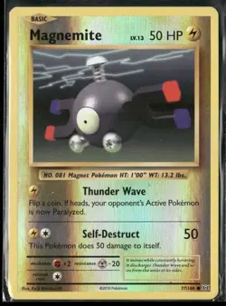 2016 Evolutions Set Pokemon Card 037 Magnemite Reverse Foil LP - Image 1