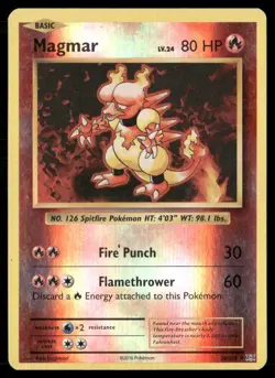 2016 Evolutions Set Pokemon Card 020 Magmar Reverse Foil LP - Image 1