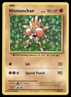 2016 Evolutions Set Pokemon Card 062 Hitmonchan LP - Image 1
