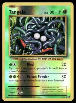 2016 Evolutions Set Pokemon Card 008 Tangela Reverse Foil LP - Image 1