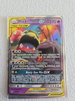 Pokemon TCG Muk Alolan Muk GX Holo Card 61/214 Ultra Rare SM Unbroken Bonds - Image 1