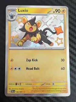 Pokemon TCG Luxio Scarlet & Violet Paldean Fates Holo Shiny Rare 136/091 LP - Image 1