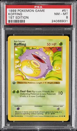 1999 POKEMON BASE SET 1ST EDITION #51 KOFFING PSA 8 - Image 1