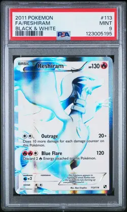 2011 Pokemon Reshiram #113 Full Art 113/114 Black & White MINT PSA 9 NEW CERT - Image 1