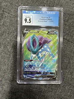 CGC 9.5 GEM MINT 2021 POKEMON EVOLVING SKIES SUICUNE V FULL ART #173 PSA 10 - Image 1