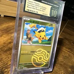 2021 Pokemon S. Chinese Captain Pikachu Master Ball Rev. Holo CGC Pristine 10 - Image 3