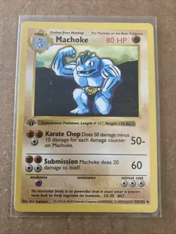 Pokemon TCG Machoke Base Set 34/102 1st Edition Never Played Near Mint - Image 1