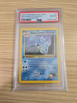 2000 Pokemon 1st Edition Giovanni’s Gyarados Holo Rare 5/132 Gym Challange PSA 8 - Image 2