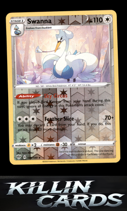 Reverse Holofoil Swanna 149/189 Pokemon Rare SWSH03: Darkness Ablaze Card NM - Image 1