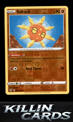 Reverse Holofoil Solrock 092/189 Pokemon Uncommon SWSH03: Darkness Ablaze Card N - Image 1