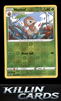 Reverse Holofoil Nuzleaf 011/185 Pokemon Uncommon SWSH04: Vivid Voltage Card NM - Image 1