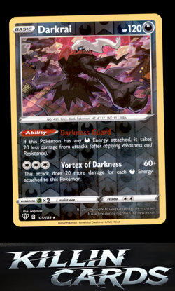 Reverse Holofoil Darkrai 105/189 Pokemon Holo Rare SWSH03: Darkness Ablaze Card - Image 1