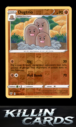 Reverse Holofoil Dugtrio 085/189 Pokemon Uncommon SWSH03: Darkness Ablaze Card N - Image 1