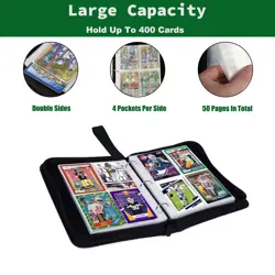 Football Card Binder 400 Pockets， Fit 400 Cards with 50 Sleeves 4-Pocket Page... - Image 4