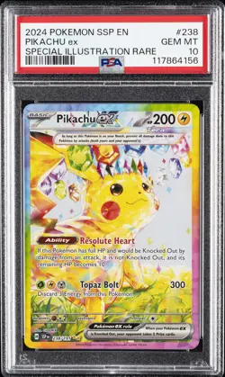 2024 POKEMON SSP EN-SURGING SPARKS SPECIAL ILLUSTRATION RARE PIKACHU EX PSA 10 - Image 1