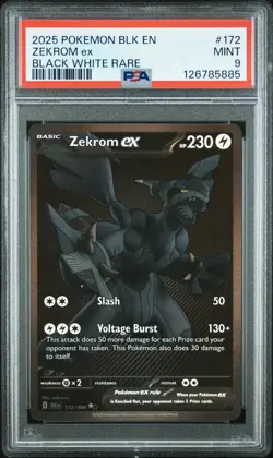 2025 POKEMON BLK EN-BLACK BOLT BLACK WHITE RARE #172 ZEKROM EX PSA 9 - Image 1