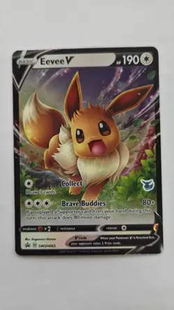 Eevee V SWSH065 Black Star Promo Holo Pokemon Card Sword & Shield - Image 1