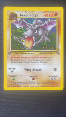 Pokemon TCG COSMOS Aerodactyl Prerelease Promo Holo Foil European - With SWIRL! - Image 2