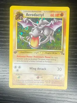 Pokemon TCG COSMOS Aerodactyl Prerelease Promo Holo Foil European - With SWIRL! - Image 3