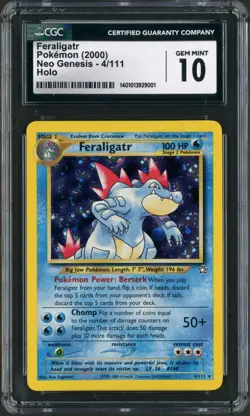 2000 Pokemon Neo Genesis Feraligatr Unlimited Holo Rare 4/111 CGC Gem Mint 10 - Image 1