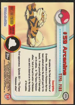 topps Pokemon TV Animation Edition Series 1 Holo Foil #59 Arcanine - Image 2