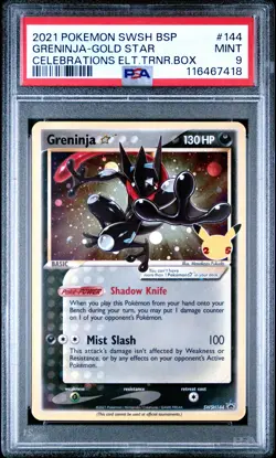 2021 POKEMON SWSH BLACK STAR PROMO #144 GRENINJA-GOLD STAR PSA 9 - Image 1