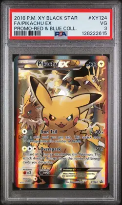 2016 POKEMON XY BLACK STAR PROMO RED & BLUE COLL FULL ART PIKACHU EX PSA - Image 1