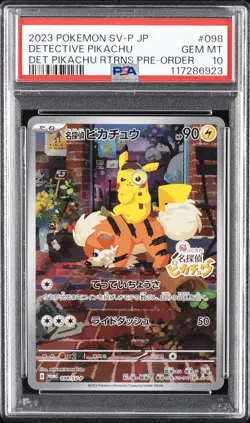 2023 POKEMON JAPANESE SV-P PROMO #098 DETECTIVE PIKACHU PSA 10 - Image 1