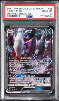 2017 POKEMON SUN & MOON BURNING SHADOWS #88 DARKRAI GX PSA 10 - Image 1