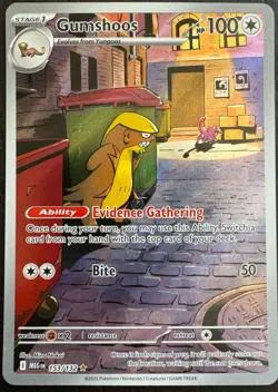 Gumshoos Illustration Rare 153/132 Pokemon Mega Evolution Near Mint - Ink Error - Image 1