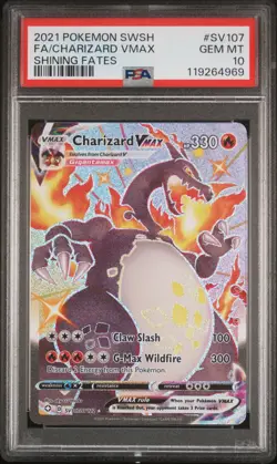 2021 POKEMON SWORD & SHIELD SHINING FATES #SV107 FULL ART/CHARIZARD VMAX PSA 10 - Image 1