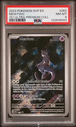 2023 POKEMON SVP EN-SV BLACK STAR PROMO 151 ULTRA-PREM COLL #052 MEWTWO PSA 8 - Image 1