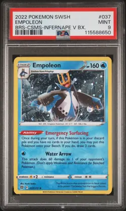 2022 POKEMON SWORD & SHIELD BRILLIANT STARS #037 EMPOLEON PSA 9 - Image 1