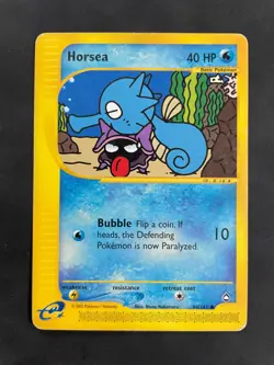 1x HORSEA 84/147 Aquapolis Pokemon WOTC Card E Reader Heavily Played - Image 1