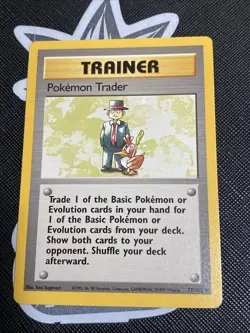 Pokemon Trader 77/102 Pokemon Card TCG WotC Base Set Unlimited Edition Rare NM - Image 1