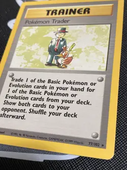 Pokemon Trader 77/102 Pokemon Card TCG WotC Base Set Unlimited Edition Rare NM - Image 2