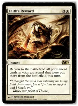 MTG Faith's Reward - Magic 2013 (M13) Heavily Played English - Image 1
